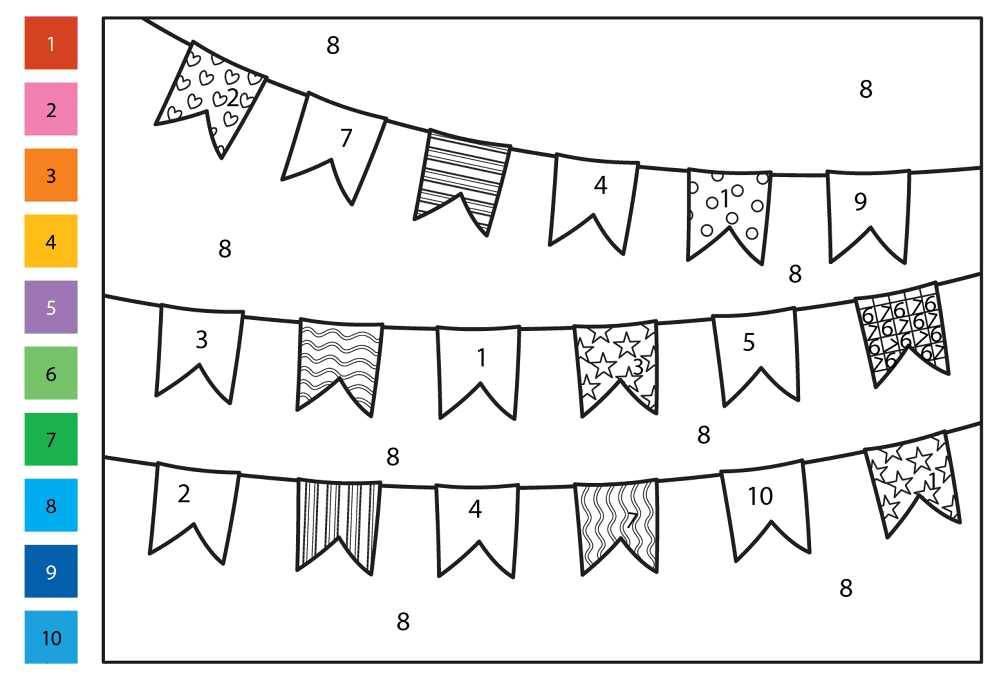 Bunting Color By Number Coloring Page Md Coloring Page — Free Printable — free printable coloring page